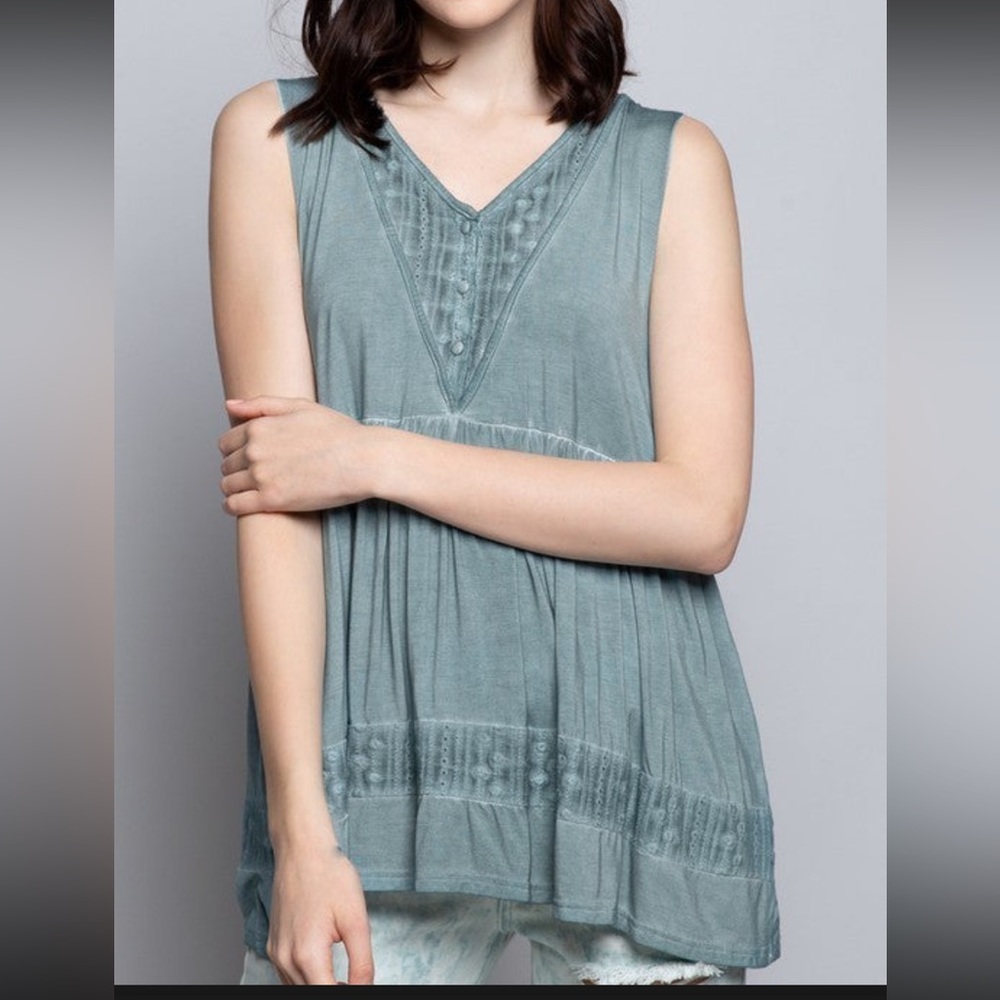 Gray-Blue POL Tank Size Small - layered look